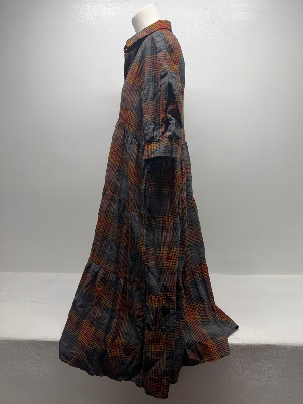 Natual Life Dress Midi Plaid Half Sleeve Lightweight Pockets Brown NWT Medium - Picture 6 of 10